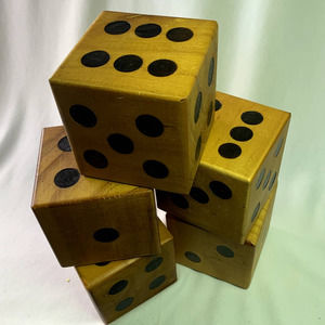 4 inch square Yardzee Wooden Dice.  Great Condition...Tons of FUN!